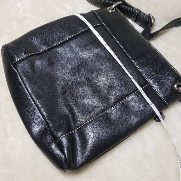 Black Leather Contrasting Stitching Crossbody Purse - Picture 7 of 9